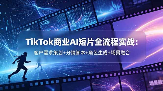 TikTok商业AI短片全流程实战：客户需求策划+分镜脚本+角色生成+场景融合祝你网--专注互联网创业.信息差副业研究拒绝割韭菜祝你网