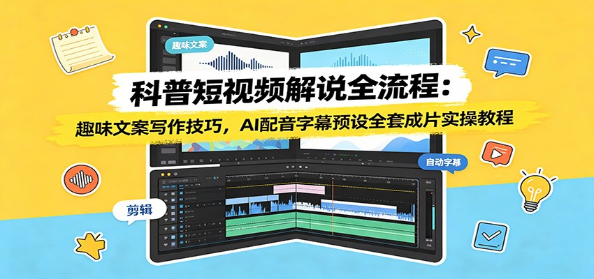 cb46bf991dea9146504cc77335a1a266.jpeg 科普短视频解说全流程:趣味文案写作技巧,AI配音字幕预设全套成片实操教程