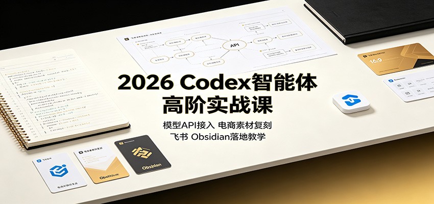 2026 Codex智能体高阶实战课：模型API接入，电商素材复刻，飞书Obsidian落地教学祝你网--专注互联网创业.信息差副业研究拒绝割韭菜祝你网
