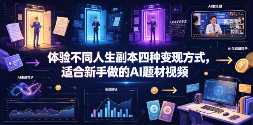 体验不同人生副本四种变现方式，适合新手做的AI题材视频祝你网--专注互联网创业.信息差副业研究拒绝割韭菜祝你网