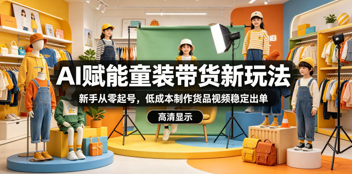 AI赋能童装带货新玩法，新手从零起号，低成本制作货品视频稳定出单祝你网--专注互联网创业.信息差副业研究拒绝割韭菜祝你网