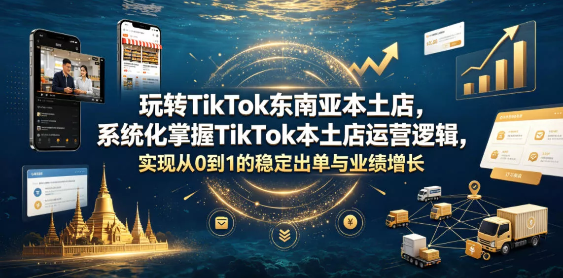 玩转TikTok东南亚本土店，系统化掌握TikTok本土店运营逻辑，实现从0到1的稳定出单与业绩增长祝你网--专注互联网创业.信息差副业研究拒绝割韭菜祝你网