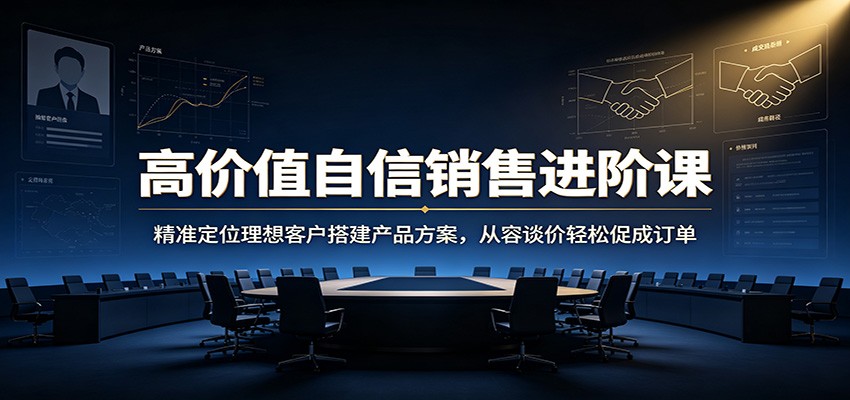高价值自信销售进阶课：精准定位理想客户搭建产品方案，从容谈价轻松促成订单祝你网--专注互联网创业.信息差副业研究拒绝割韭菜祝你网