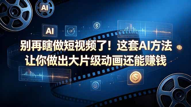 (18549期)别再瞎做短视频了!这套 AI 方法让你做出大片级动画还能赚钱【原创双语字幕】祝你网--专注互联网创业.信息差副业研究拒绝割韭菜祝你网