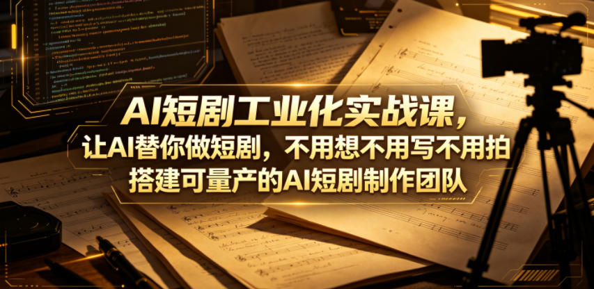 AI短剧工业化实战课，让AI替你做短剧，不用想不用写不用拍，搭建可量产的AI短剧制作团队祝你网--专注互联网创业.信息差副业研究拒绝割韭菜祝你网