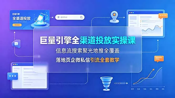 ce56b4ec8aa3342b5cae65bcfd6ada03.webp 巨量引擎全渠道投放实操课,信息流搜索聚光地推全覆盖,落地页企微私信引流全套教学