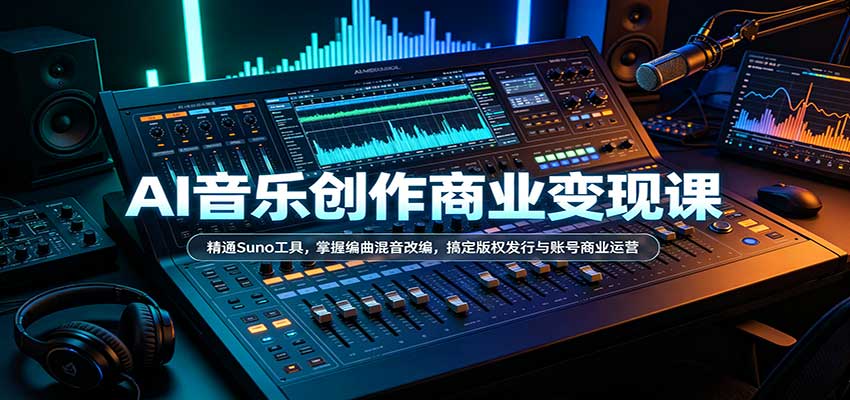 cf6380f4e2df7cbae6bb217c8f2122f9.jpeg AI音乐创作商业变现课:精通Suno工具,掌握编曲混音改编,搞定版权发行与账号商业运营