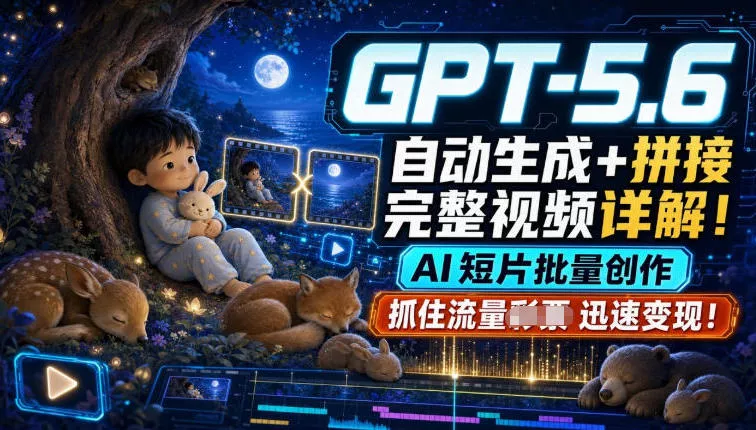 cf900a547bf6bf513568f24ea744ab15.webp GPT-5.6自动生成+拼接完整视频详解,AI短片批量创作,抓住流量迅速变现!