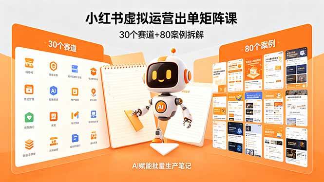 （18342期）小红书虚拟运营出单矩阵课：30个赛道+80案例拆解，AI赋能批量生产笔记祝你网--专注互联网创业.信息差副业研究拒绝割韭菜祝你网