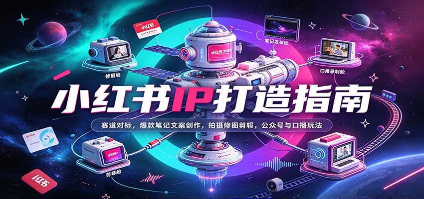 小红书IP打造指南:赛道对标,爆款笔记文案创作,拍摄修图剪辑,公众号与口播玩法祝你网--专注互联网创业.信息差副业研究拒绝割韭菜祝你网