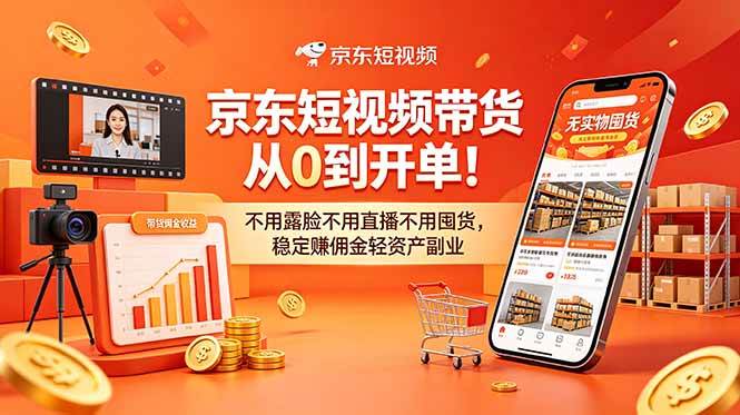 (18895期)京东短视频带货从0到开单!不用露脸不用直播不用囤货,稳定赚佣金轻资产副业祝你网--专注互联网创业.信息差副业研究拒绝割韭菜祝你网