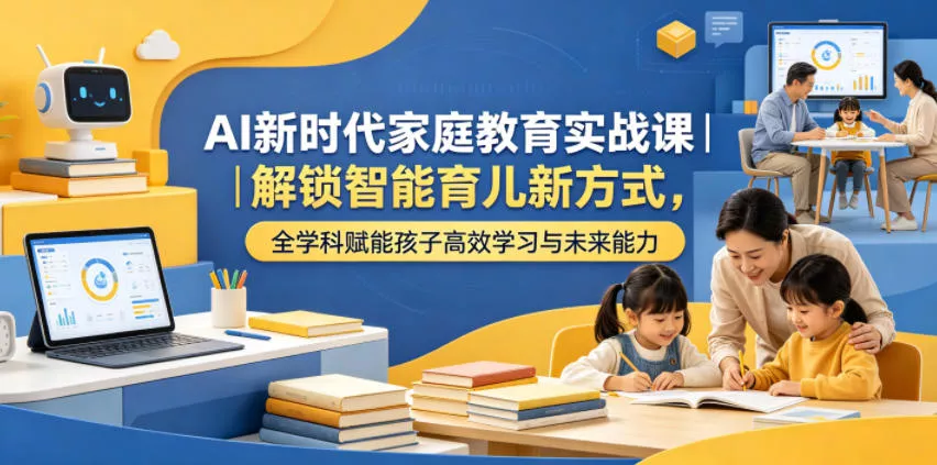 AI新时代家庭教育实战课|解锁智能育儿新方式,全学科赋能孩子高效学习与未来能力祝你网--专注互联网创业.信息差副业研究拒绝割韭菜祝你网