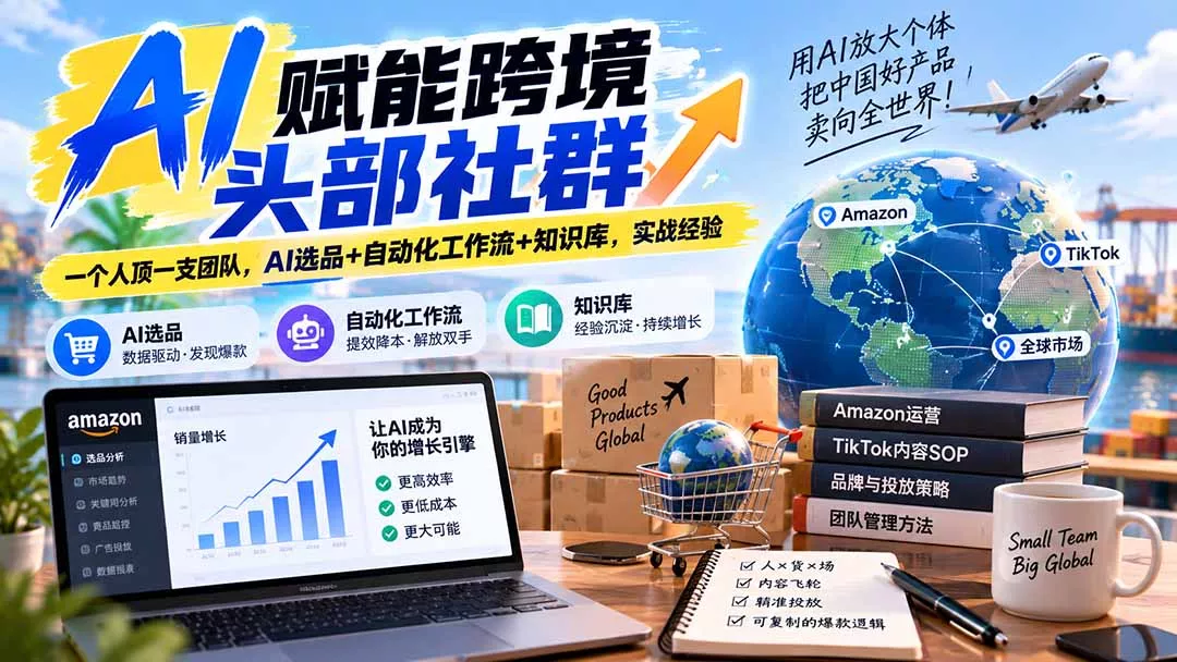 AI赋能跨境头部社群-更新9月：一个人顶一支团队，AI选品+自动化工作流+知识库，实战经验祝你网--专注互联网创业.信息差副业研究拒绝割韭菜祝你网