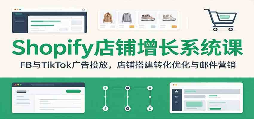 Shopify店铺增长系统课:FB与TikTok广告投放,店铺搭建转化优化与邮件营销祝你网--专注互联网创业.信息差副业研究拒绝割韭菜祝你网