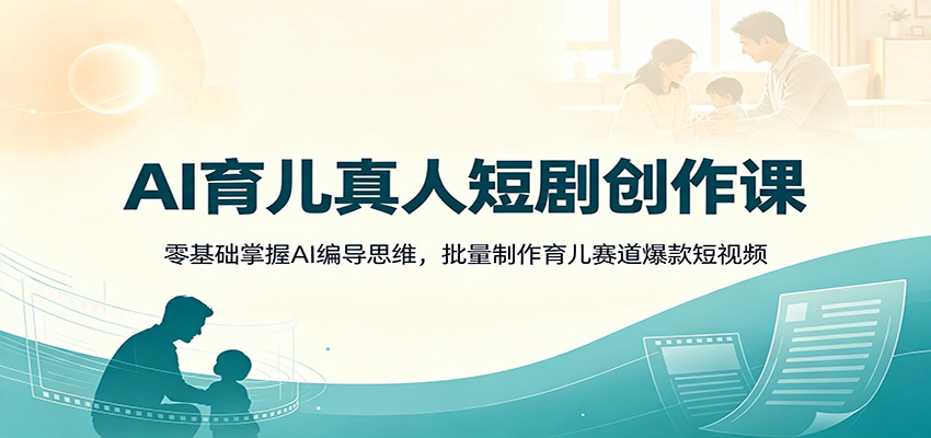 AI育儿真人短剧创作课:零基础掌握AI编导思维,批量制作育儿赛道爆款短视频祝你网--专注互联网创业.信息差副业研究拒绝割韭菜祝你网