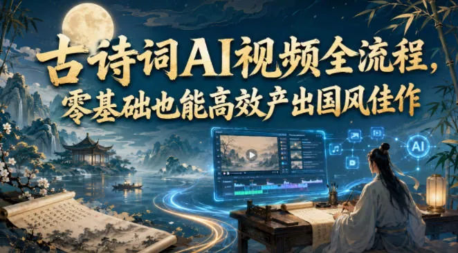 d18dbec2e2c51a539e3779236504655b.webp 古诗词AI视频全流程,零基础也能高效产出国风佳作
