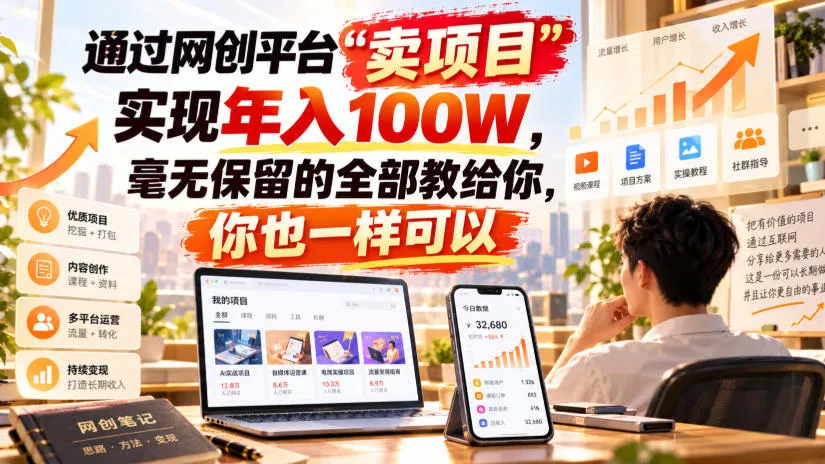 d1b29dd8a60b3e76010ad7dc33b5025e.webp 通过网创平台“卖项目”实现年入100W,毫无保留的全部教给你,你也一样可以!【揭秘】