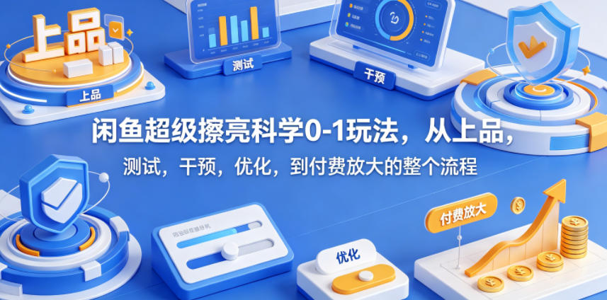 闲鱼超级擦亮科学0-1玩法，从上品，测试，干预，优化，到付费放大的整个流程祝你网--专注互联网创业.信息差副业研究拒绝割韭菜祝你网