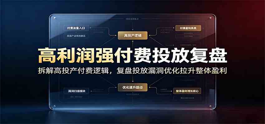 d207cb289906a8deac11045a891e7e29.jpeg 高利润强付费投放复盘:拆解高投产付费逻辑,复盘投放漏洞优化拉升整体盈利