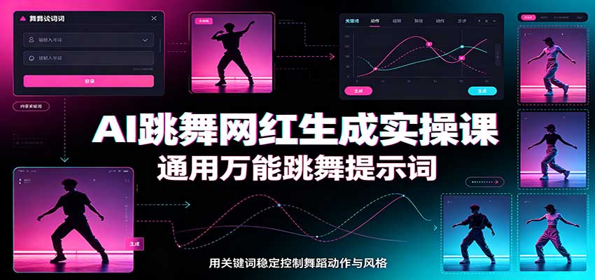d26f1fd11c44d6414ddb8b380d5322f9.jpeg AI跳舞网红生成实操课:通用万能跳舞提示词,多模型适配,人物舞蹈视频制作全套教学