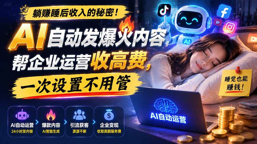 d30b3a01aa48857a74302dbcf9561754.jpeg (19826期)躺赚睡后收入的秘密!AI 自动发爆火内容,帮企业运营收高费,一次设置不用管【原创双语字幕】