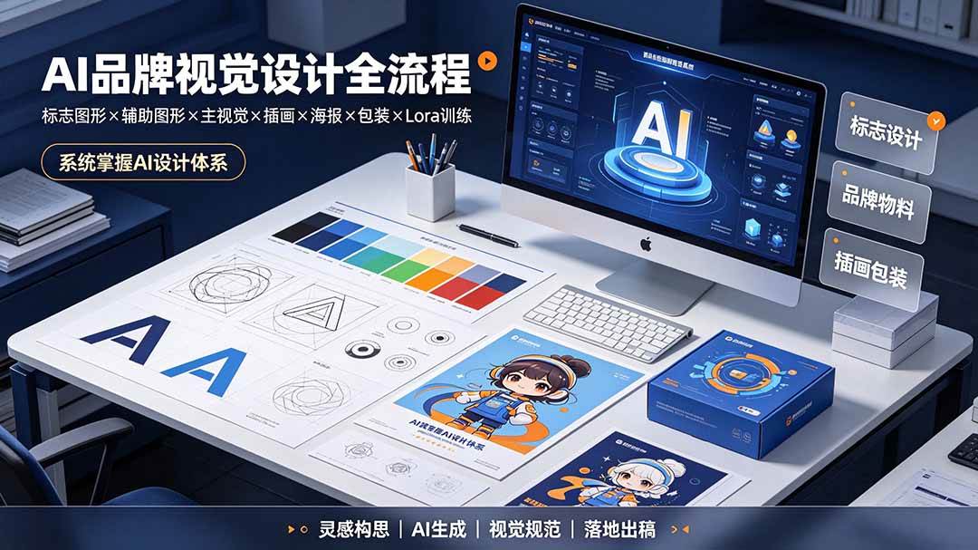 d3326f3a02a8c3488821cdf9111aeca3.jpeg (19372期)AI品牌视觉设计全流程:标志图形×辅助图形×主视觉×插画×海报×包装×Lora训练,系统掌握AI设计体系