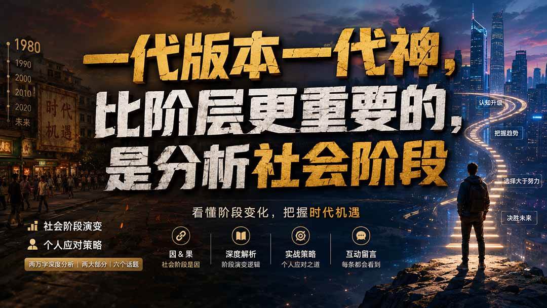 (19745期)付费文章:一代版本一代神,比阶层更重要的,是分析社会阶段祝你网--专注互联网创业.信息差副业研究拒绝割韭菜祝你网