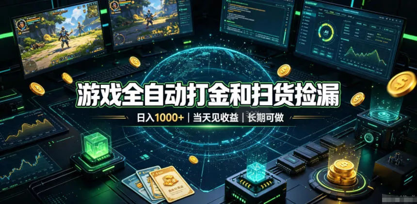 游戏全自动打金和扫货捡漏,日入1k+,当天见收益,长期可做!【揭秘】祝你网--专注互联网创业.信息差副业研究拒绝割韭菜祝你网