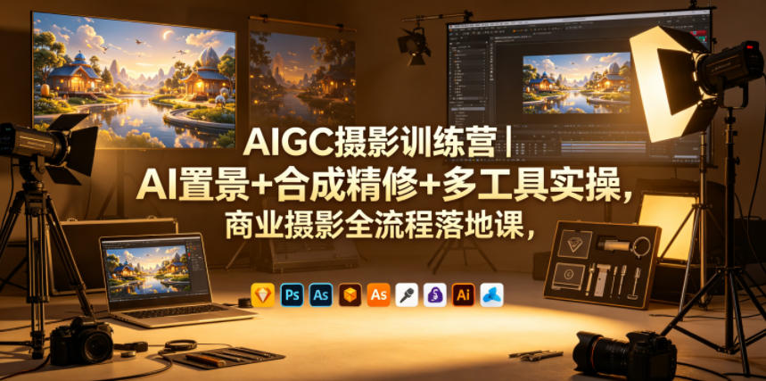 AIGC摄影训练营｜AI置景+合成精修+多工具实操，商业摄影全流程落地课祝你网--专注互联网创业.信息差副业研究拒绝割韭菜祝你网