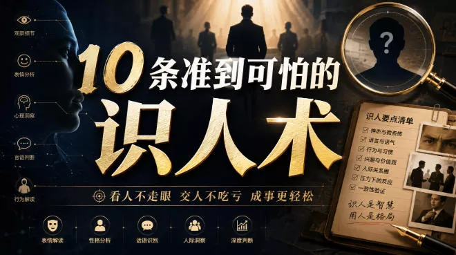 付费文章:10条准到可怕的识人术祝你网--专注互联网创业.信息差副业研究拒绝割韭菜祝你网