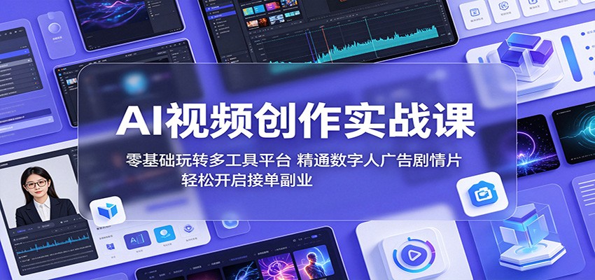 AI视频创作实战课：零基础玩转多工具平台，精通数字人广告、剧情片，轻松开启接单副业祝你网--专注互联网创业.信息差副业研究拒绝割韭菜祝你网