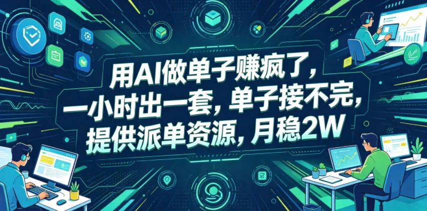用AI做单子賺疯了,一小时出一套,单子接不完,提供派单资源,月稳2W【揭秘】祝你网--专注互联网创业.信息差副业研究拒绝割韭菜祝你网