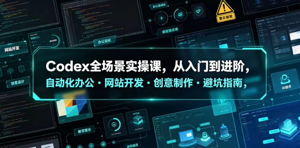 Codex全场景实操课，从入门到进阶，自动化办公・网站开发・创意制作・避坑指南，全流程教学祝你网--专注互联网创业.信息差副业研究拒绝割韭菜祝你网