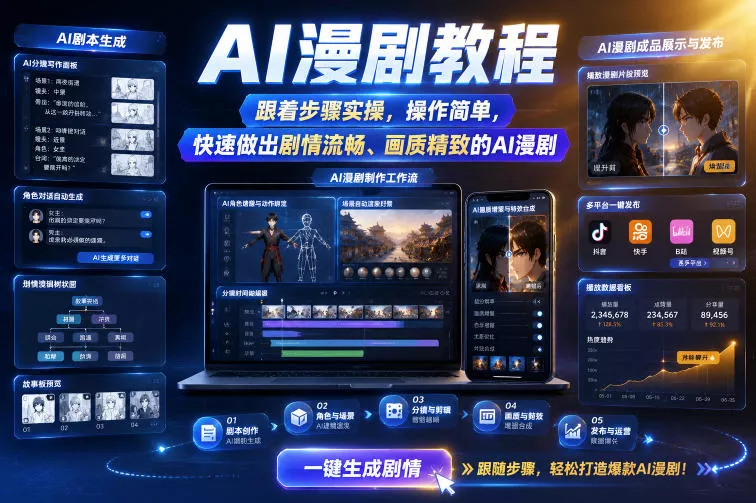 dafd8cb328d7ad91aec918b53e8afb7b.webp AI漫剧教程,跟着步骤实操,操作简单,快速做出剧情流畅、画质精致的AI漫剧