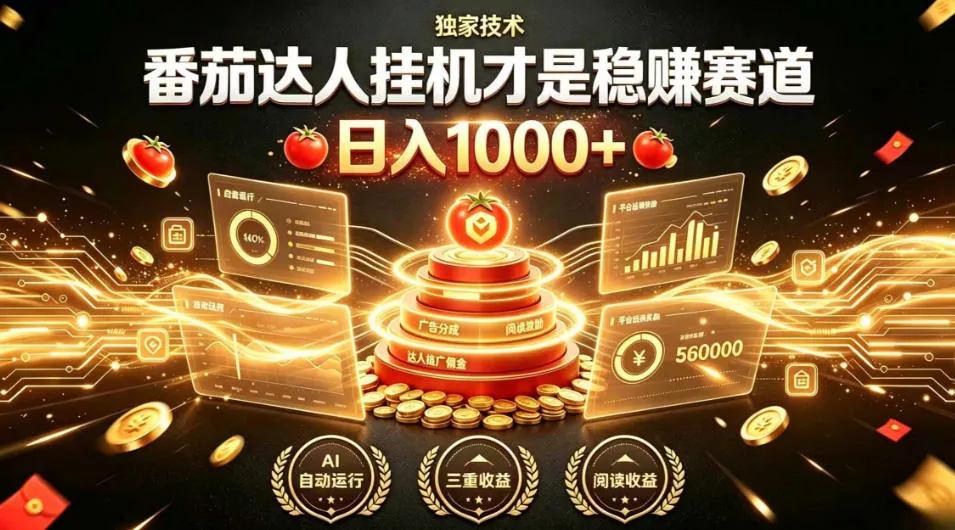 别再瞎找副业!番茄达人挂G才是稳賺赛道,日入1000+,全程傻瓜式操作,可矩阵放大【揭秘】祝你网--专注互联网创业.信息差副业研究拒绝割韭菜祝你网