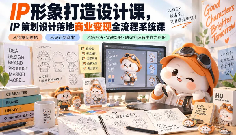 IP形象打造设计课,IP策划设计落地商业变现全流程系统课祝你网--专注互联网创业.信息差副业研究拒绝割韭菜祝你网
