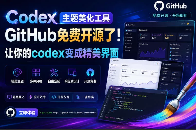 db9914a3f175dda3bc7885f047a189c3.webp Codex主题美化工具,GitHub免费开源了!让你的codex变成精美界面