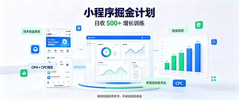 一部手机日入500+,微信小程序掘金计划,四种收入来源,长期稳定可靠祝你网--专注互联网创业.信息差副业研究拒绝割韭菜祝你网
