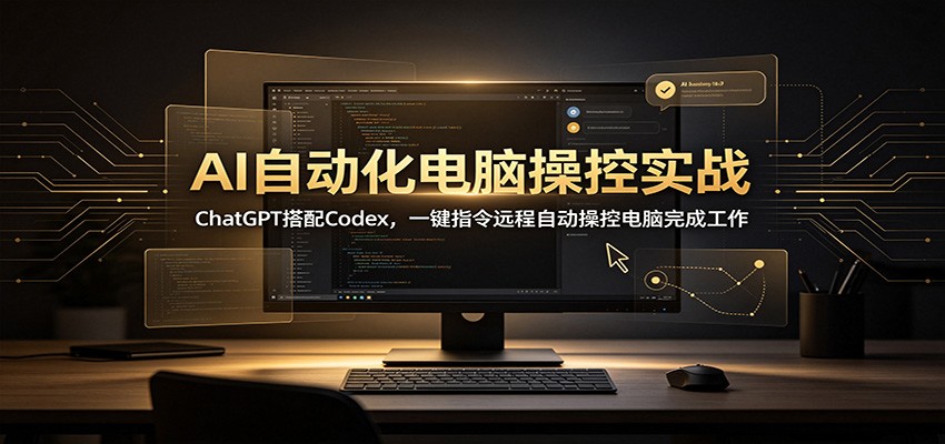 AI自动化电脑操控实战:ChatGPT搭配Codex,一键指令远程自动操控电脑完成工作祝你网--专注互联网创业.信息差副业研究拒绝割韭菜祝你网