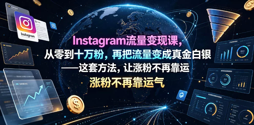 Instagram流量变现课,从零到十万粉,再把流量变成真金白银——这套方法,让涨粉不再靠运气【原创双语字幕】祝你网--专注互联网创业.信息差副业研究拒绝割韭菜祝你网