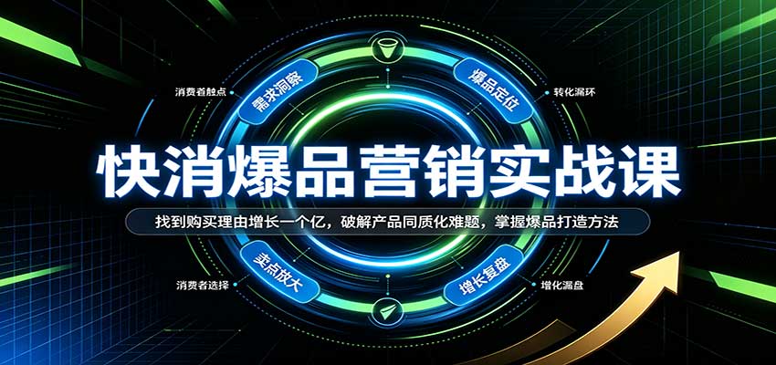 快消爆品营销实战课:找到购买理由增长一个亿,破解产品同质化难题,掌握爆品打造方法祝你网--专注互联网创业.信息差副业研究拒绝割韭菜祝你网