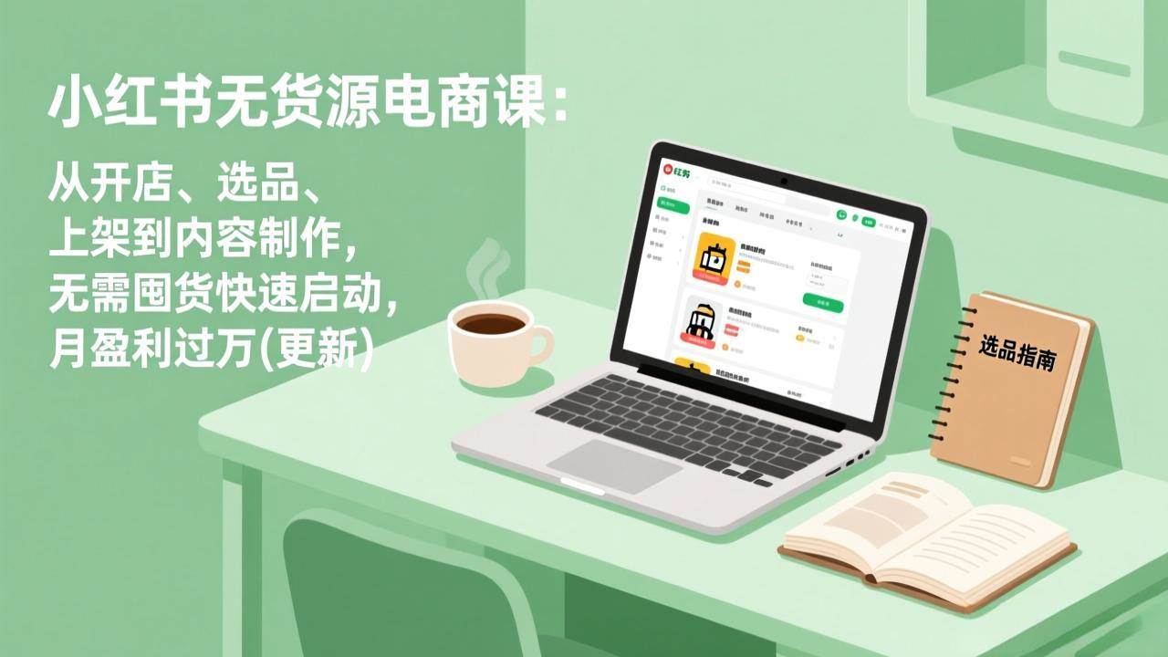 （18420期）小红书无货源电商课(5月12更新)：从开店、选品、上架到内容制作，无需囤货快速启动，月盈利过万祝你网--专注互联网创业.信息差副业研究拒绝割韭菜祝你网