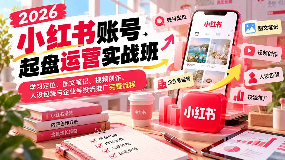 df86480216dfdf72addba4dff612d364.jpeg (20647期)2026小红书账号起盘运营实战班:学习定位、图文笔记、视频创作、人设包装与企业号投流推广完整流程