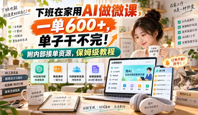 e06cc8c80f113a562d3f882dfaa52f50.webp 下班在家用AI做微课,一单600+,单子干不完!附内部接单资源,保姆级教程【揭秘】