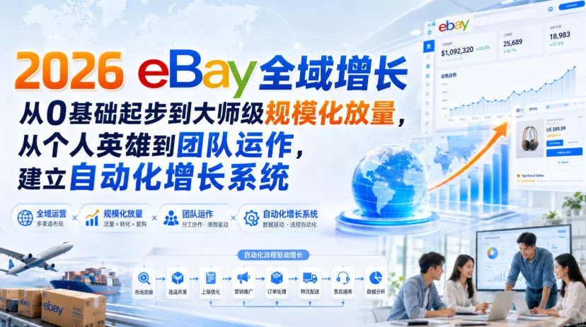 2026 eBay全域增长，从0基础起步到大师级规模化放量，从个人英雄到团队运作，建立自动化增长系统祝你网--专注互联网创业.信息差副业研究拒绝割韭菜祝你网