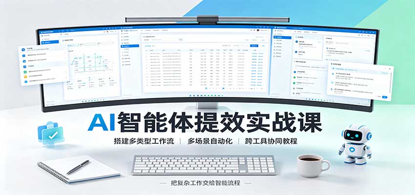 e0f2f42b2130e78bbfc4fd5e8f1f9e59.jpeg AI智能体提效实战课:搭建多类型工作流,多场景自动化,跨工具协同教程