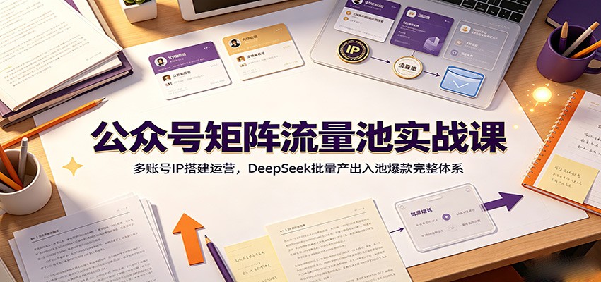 e1215c48a21579e74382e9bdab35900e.jpeg 公众号矩阵流量池实战课:多账号IP搭建运营,DeepSeek批量产出入池爆款完整体系
