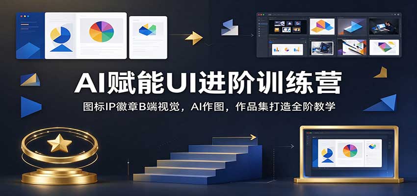 AI赋能UI进阶训练营：图标IP徽章B端视觉，AI作图，作品集打造全阶教学祝你网--专注互联网创业.信息差副业研究拒绝割韭菜祝你网