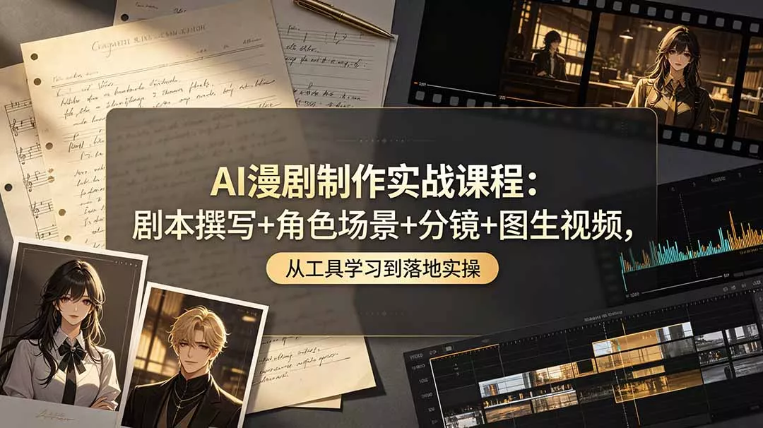 AI漫剧制作实战课程:剧本撰写+角色场景+分镜+图生视频,从工具学习到落地实操祝你网--专注互联网创业.信息差副业研究拒绝割韭菜祝你网