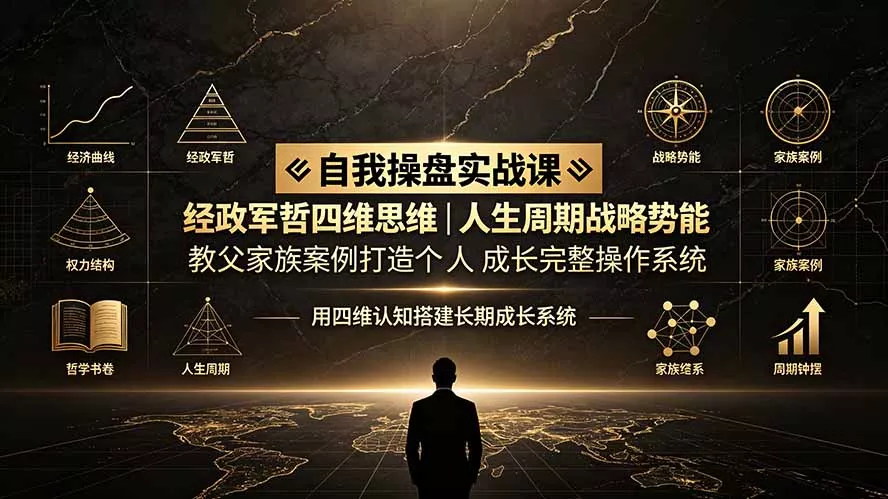 自我操盘实战课:经政军哲四维思维|人生周期战略势能|教父家族案例打造个人成长完整操作系统祝你网--专注互联网创业.信息差副业研究拒绝割韭菜祝你网